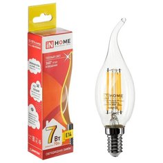 Лампа светодиодная IN HOME led-свеча на ветру-deco, Е14, 7 Вт, 3000 К, 630 Лм 2900471