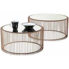 KARE Столик кофейный Wire, коллекция "Провода", количество предметов 2 70*34*70, Стекло, Сталь, Медный