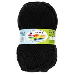 Пряжа Alpina "MARTA" 100% тактифил №002 ЧЕРНЫЙ - 5 мотков по 100 г
