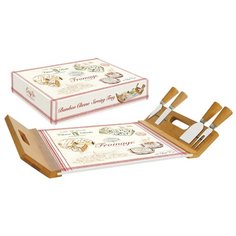 Поднос-доска для сыра с 4 ножами FROMAGE Easy Life EL-0890_FRMA Стекло, бамбук