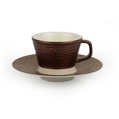 Кофейная пара, Чашка с блюдцем Porland LEGACY COPPER POR0916, 80 МЛ, 12 СМ