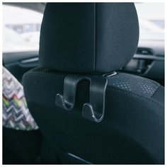 Вешалка-крючок на подголовник, два крючка, чёрный 3558452 Сима ленд