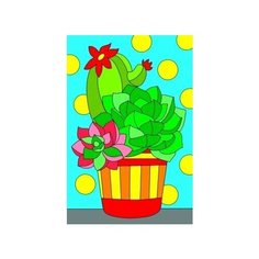 Алмазная мозаика "Яркий кактус" Рыжий кот