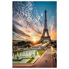 Алмазная мозаика "Прекрасный Париж на закате " Рыжий кот