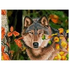 Алмазная мозаика "Волк в осеннем лесу" Рыжий кот