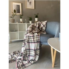 Плед-покрывало 150х200 микрофибра, набивной Плед-покрывало микрофибра-набивная белая клетка БельВита