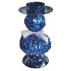 Н.г.подсвечник 1св.2 шара обсыпан.блестками с бантом 15см 4цв. Snowmen