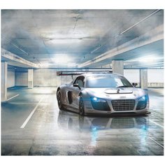Фотообои Современная спортивная машина AUDI в городе / Красивые стильные обои на стену в интерьер комнаты/ 3Д расширяющие пространство/ На кухню в спальню детскую зал гостиную прихожую/ размер 300х270см/ Флизелиновые