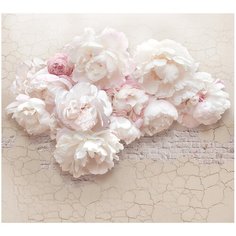 Фотообои Белые цветы пионы на кирпичной стене/ Красивые уютные обои на стену в интерьер комнаты/ 3Д расширяющие пространство/ На кухню в спальню детскую зал гостиную прихожую/ размер 200х270см/ Флизелиновые