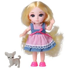 Кукла шарнирная Funky Toys Малышка Лили, блондинка, с собачкой, 16 см (FT72005)