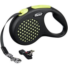 Поводок-рулетка для собак Flexi Design S ленточный желтый 5 м