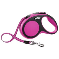 Поводок-рулетка для собак Flexi New Comfort S ленточный розовый 5 м