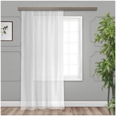 Тюль Witerra вуаль с тиснением листья на ленте 150х260 см белый