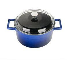 Чугунная кастрюля с крышкой LAVA LV Y TC 24 K3 B 4,49 л, синяя