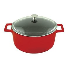 Чугунная кастрюля с крышкой LAVA LV Y TC 24 K3 R 4,49 л, красная