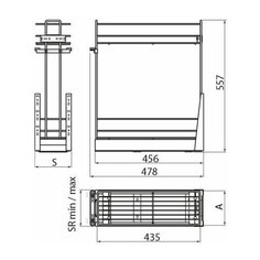 Двухуровневая выкатная корзина 150 мм (бутылочница) Карго МINI на шариковых направляющих с доводчиком, серебро GTV