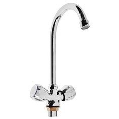 Смеситель для кухни "ЦС-СМ" ЭМ902043, двухвентильный, на гайке, круглый излив, хром 6753833 Центр Сантехники