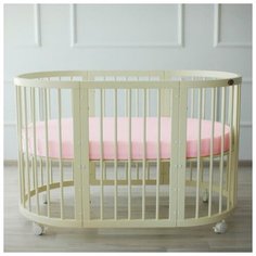 Простыня на резинке Крошка Я овальная, 165*115+20 см, розовая, мако-сатин