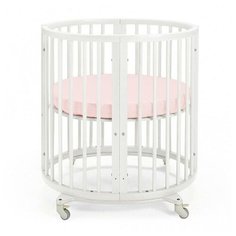 Простыня на резинке Крошка Я круглая, 115*115+20 см, розовая, мако-сатин