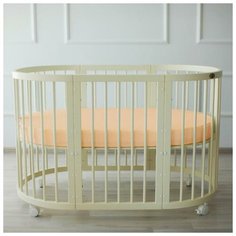 Простыня на резинке Крошка Я овальная, 165*115 см, коралловая, мако-сатин