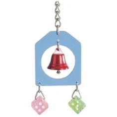 Beeztees 010470 игрушка д/птиц подвесная с колокольчиком и 2-мя кубиками, акрил 26см