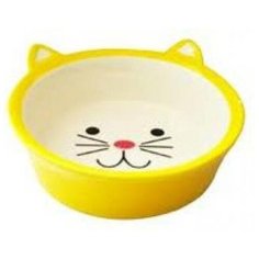 N1 миска керам.глубок,форма мордочки кошки,желт 13,8*13,8*5см 250мл 0,24кг (мкр4014-2) (2 шт)