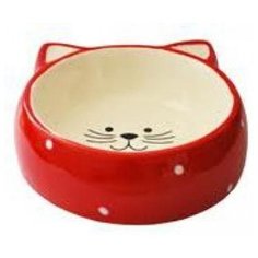 N1 миска керам.форма мордочки кошки,голуб/горох 12,5*12,5*3,8см 120мл 0,24кг(мкр4016-1)