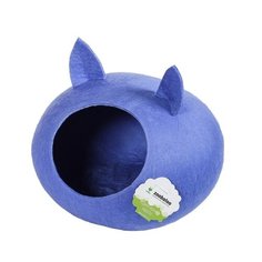 Zoobaloo домик уютное гнездышко с ушками (шерсть, форма круг, синий) l: 40x40x20см (963), 0,320 кг