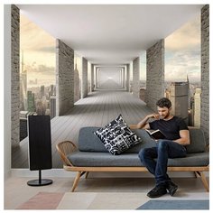 Фотообои 3D тоннель с кирпичными стенами над городом/ Красивые стильные обои на стену в интерьер комнаты/ 3Д расширяющие пространство/ На кухню в спальню детскую зал гостиную прихожую/ размер 300х270см/ Флизелиновые