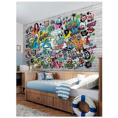 Фотообои в стиле граффити Крутой рокер/ Красивые стильные обои на стену в интерьер комнаты/ Детские для мальчика для девочки, для подростков/ В детскую спальню/ размер 300х180см/ Флизелиновые