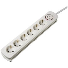 Сетевой удлинитель Hama H-137271 1.5м (6 розеток) белый (пакет ПЭ)