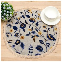 Салфетка "Этель" Морозные цветы с бахромой d40 см