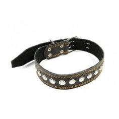 Зоотехнология-м 00624 ошейник кожаный с украшениями 45мм*85см Геогазтехнология
