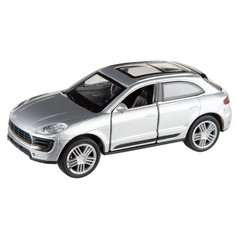 Детская инерционная металлическая машинка Serinity Toys с открывающимися дверями, модель Porsche Macan Светло-серый