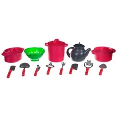 Набор посуды Shenzhen Toys Kitchen Set B2011-3 Д59559 красный/серый