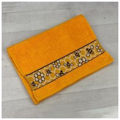 Полотенце махровое с бордюром Пчелы цв оранжевый 30х60см 340г/м хл100% 5417229 Текстиль центр