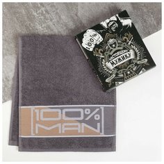 Полотенце махровое "Настоящему мужику" 30х70 см 100% хлопок, 370гр/м8 4566841 Этель