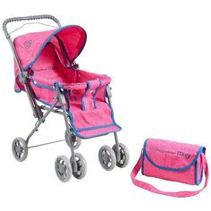 Детская игрушечная классическая коляска Buggy Boom для кукол Mixy 8027 с козырьком и регулируемой спинкой, розовый, голубой