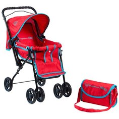 Детская игрушечная классическая коляска Buggy Boom для кукол Mixy 8027 с козырьком и регулируемой спинкой, красный