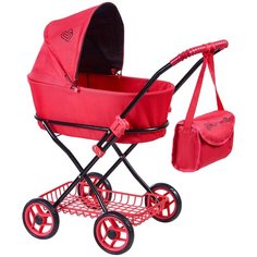 Детская игрушечная классическая коляска Buggy Boom для кукол Mixy 8019 с козырьком, сумкой и сетчатой корзиной