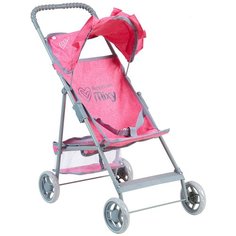 Детская игрушечная прогулочная коляска-трость Buggy Boom для кукол Mixy 8008 с козырьком и корзинкой