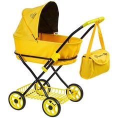 Детская игрушечная классическая коляска Buggy Boom для кукол Mixy 8019 с козырьком, сумкой и сетчатой корзиной