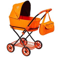 Детская игрушечная классическая коляска Buggy Boom для кукол Mixy 8019 с козырьком, сумкой и сетчатой корзиной