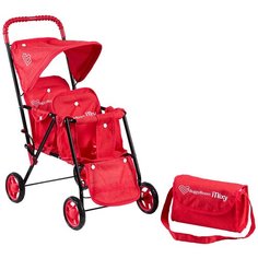 Детская игрушечная прогулочная коляска Buggy Boom для двух кукол Mixy 8025 с козырьком и подножкой