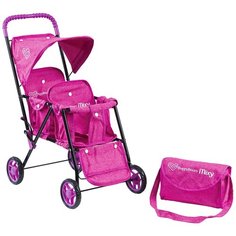 Детская игрушечная прогулочная коляска Buggy Boom для двух кукол Mixy 8025 с козырьком и подножкой