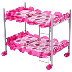 Buggy Boom Кроватка Loona двухъярусная (8887B) розовый с кружочками