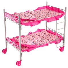 Buggy Boom Кроватка Loona двухъярусная (8887B) светло-розовый с разноцветными кружочками