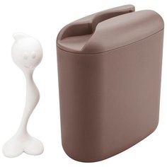 Банка для сыпучих продуктов, с ложкой в виде человечка, коричневый, 16х17х8,5 см, Kitchen Angel KA-SPS1-13