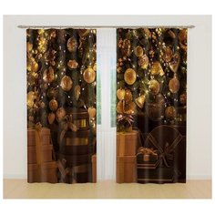 Фотошторы Сирень ФШГБ001-18562 на ленте 260 см 2 шт. зеленый/золотой