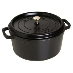 Кокотница круглая с крышкой 28 см, 5,85 л, черная, Staub